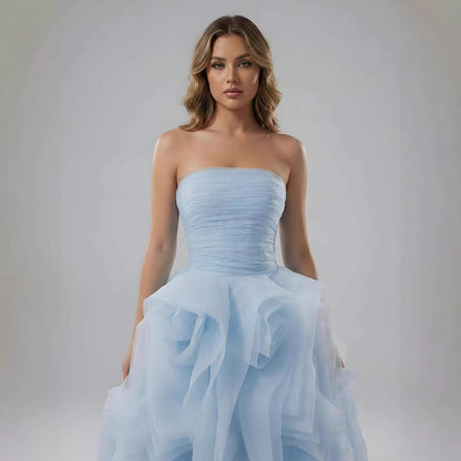 Luxury Purple 3D Rose Flower Strapless Princess Evening Dress LA73176