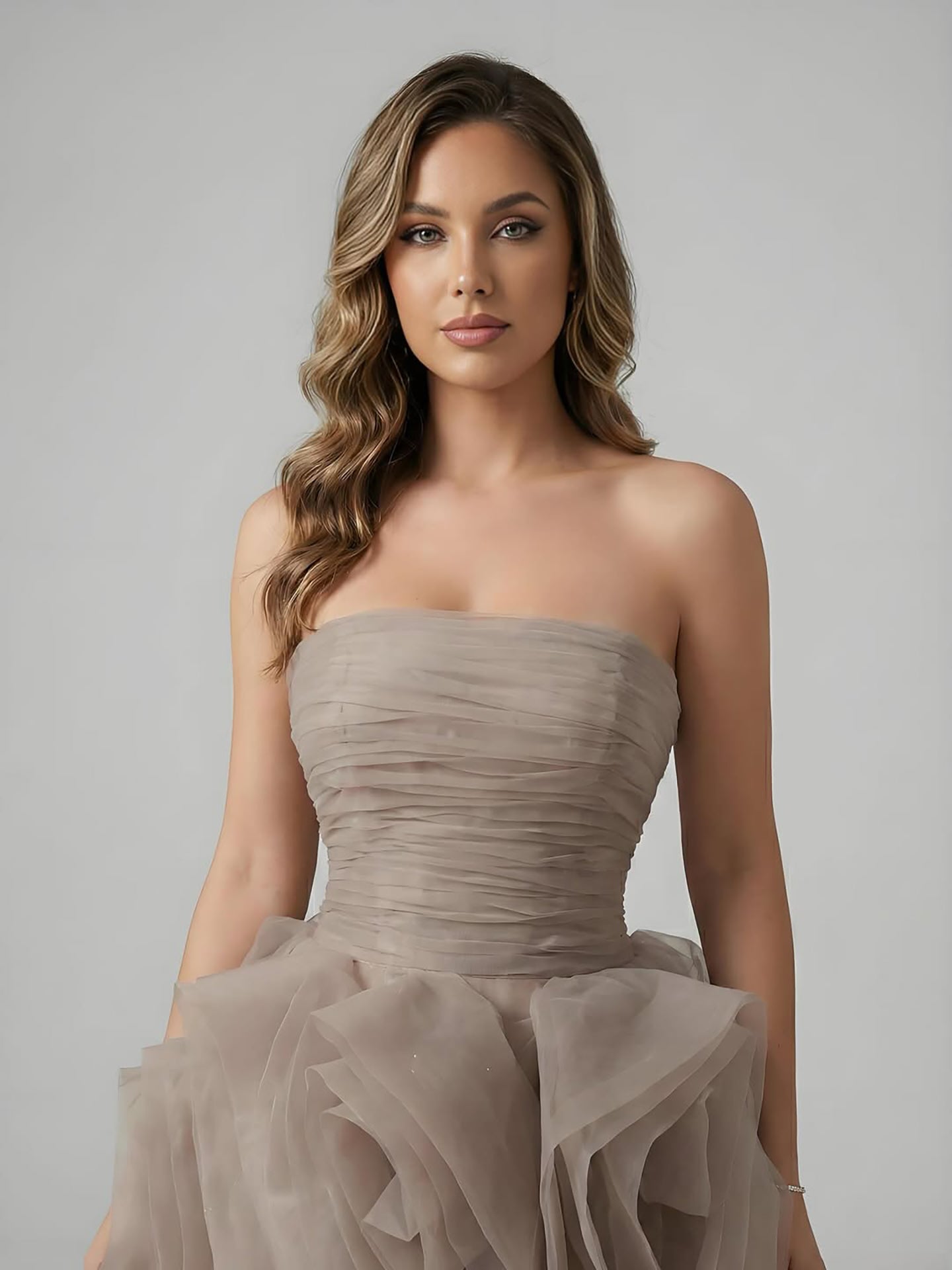 Luxury Purple 3D Rose Flower Strapless Princess Evening Dress LA73176