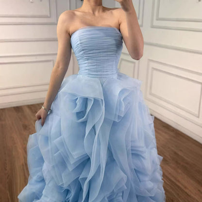 Luxury Purple 3D Rose Flower Strapless Princess Evening Dress LA73176