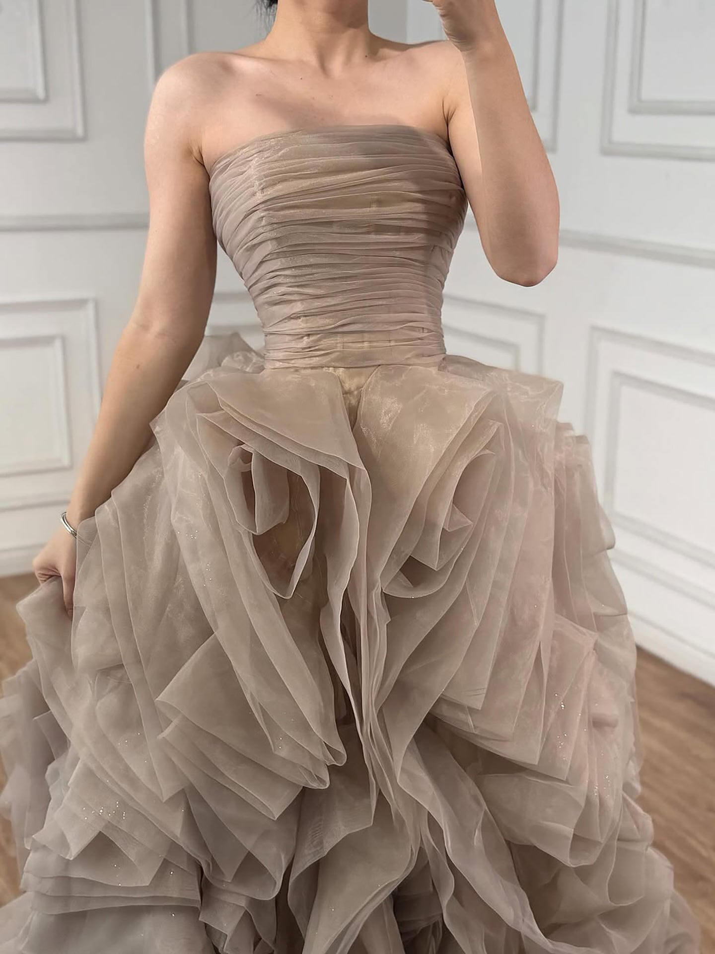 Luxury Purple 3D Rose Flower Strapless Princess Evening Dress LA73176