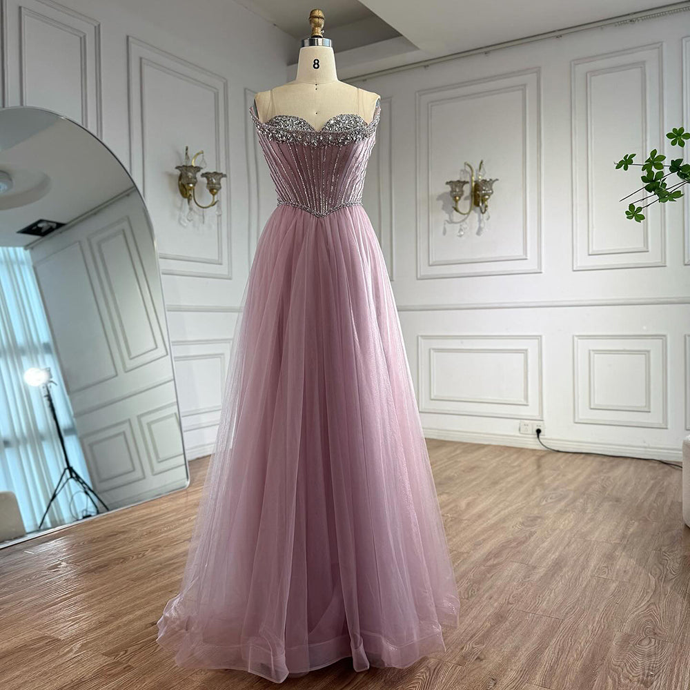 Luxury Nude Strapless A-Line Prom Dress LA73178