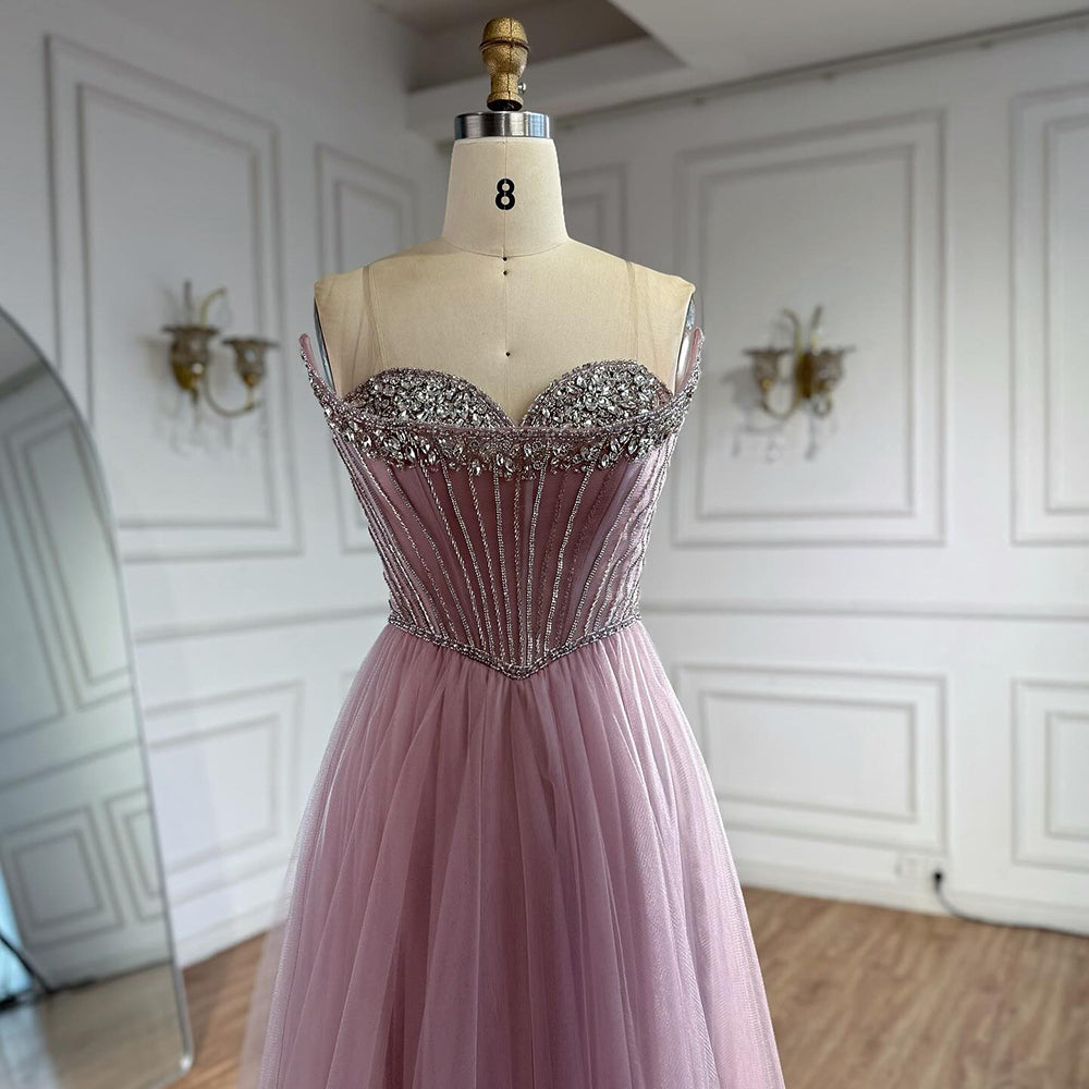 Luxury Nude Strapless A-Line Prom Dress LA73178