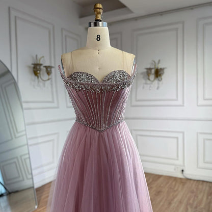 Luxury Nude Strapless A-Line Prom Dress LA73178