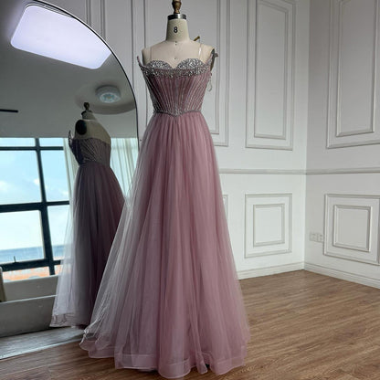 Luxury Nude Strapless A-Line Prom Dress LA73178