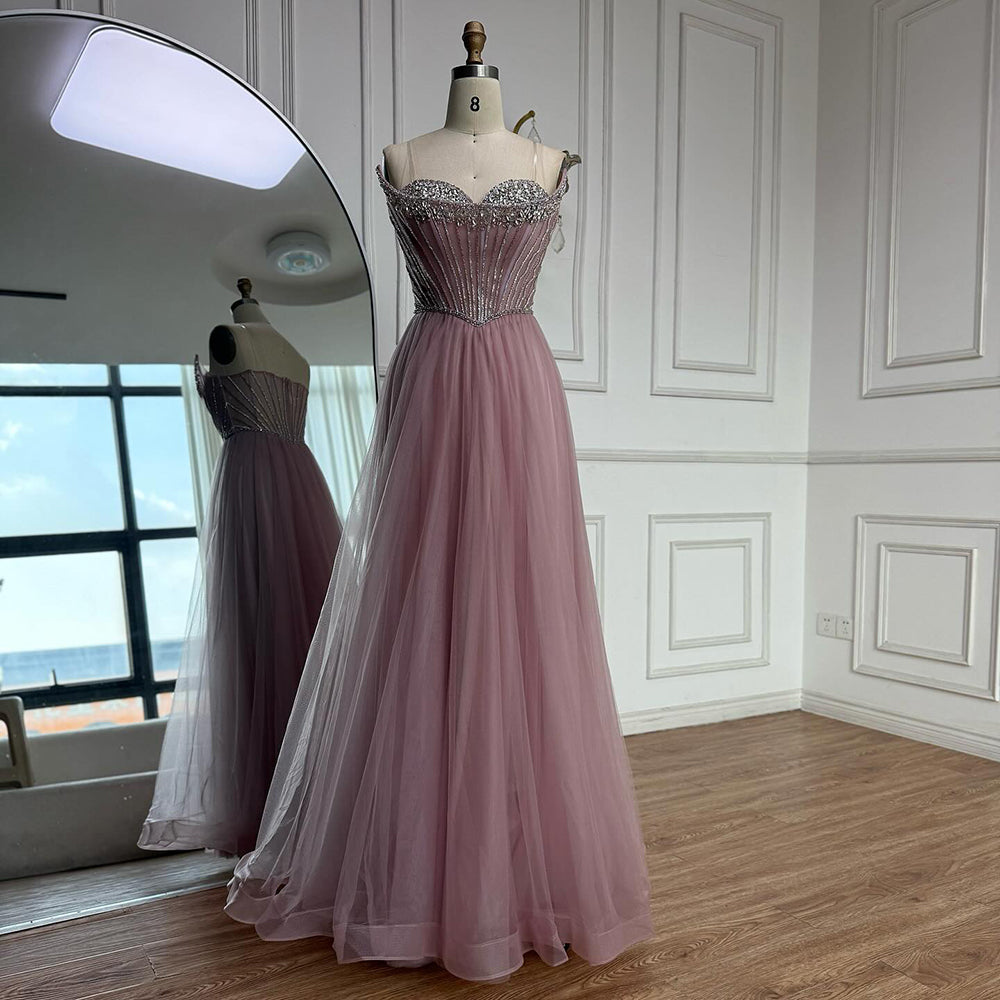 Luxury Nude Strapless A-Line Prom Dress LA73178