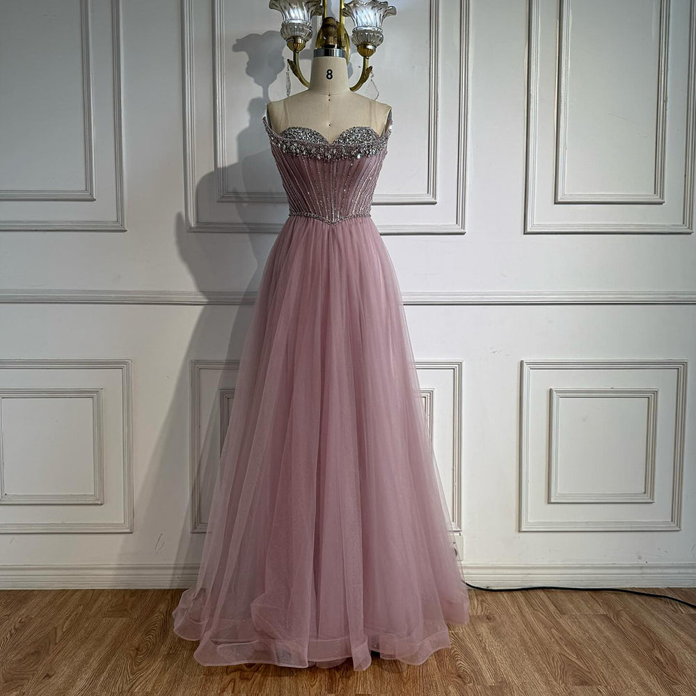 Luxury Nude Strapless A-Line Prom Dress LA73178