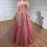 Luxury Peach Floral Appliqué A-Line Sparkly Evening Dress LA73185 - SERENE  HILL