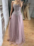 Luxury Nude Beaded A Line Evening Dress Spaghetti Strap LA73189D SERENE HILL