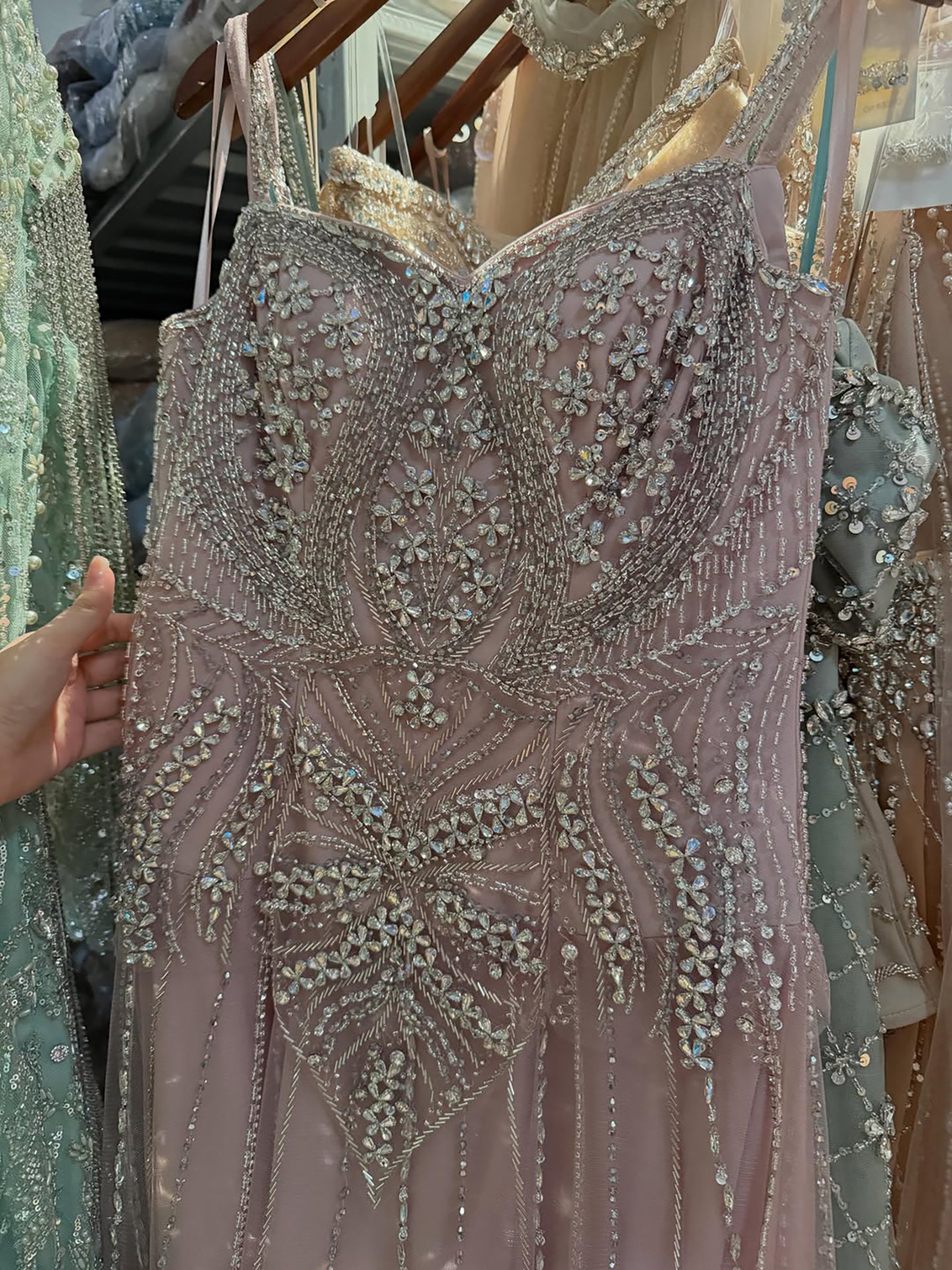Luxury Nude Beaded A Line Evening Dress Spaghetti Strap LA73189D SERENE HILL