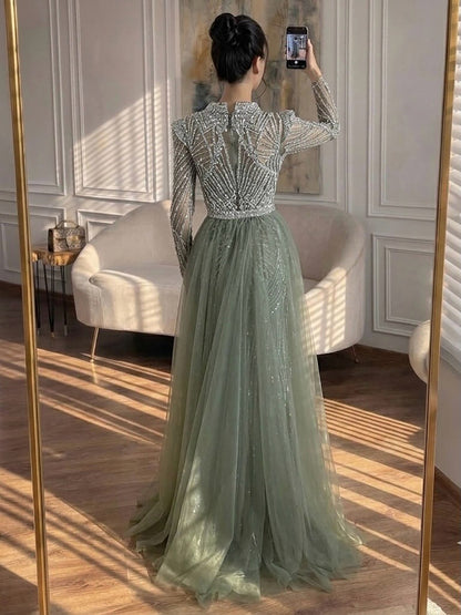 Luxury Muslim Nude Beaded Mermaid Evening Dress LA73203A SERENE HILL