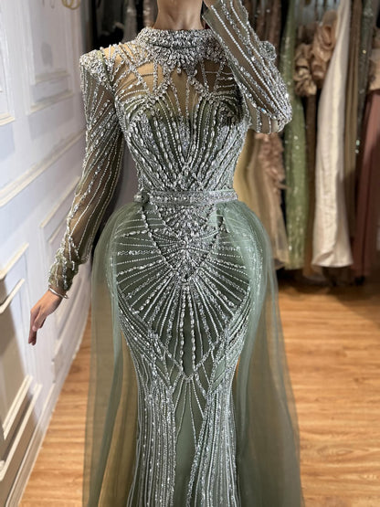 Luxury Muslim Nude Beaded Mermaid Evening Dress LA73203A SERENE HILL
