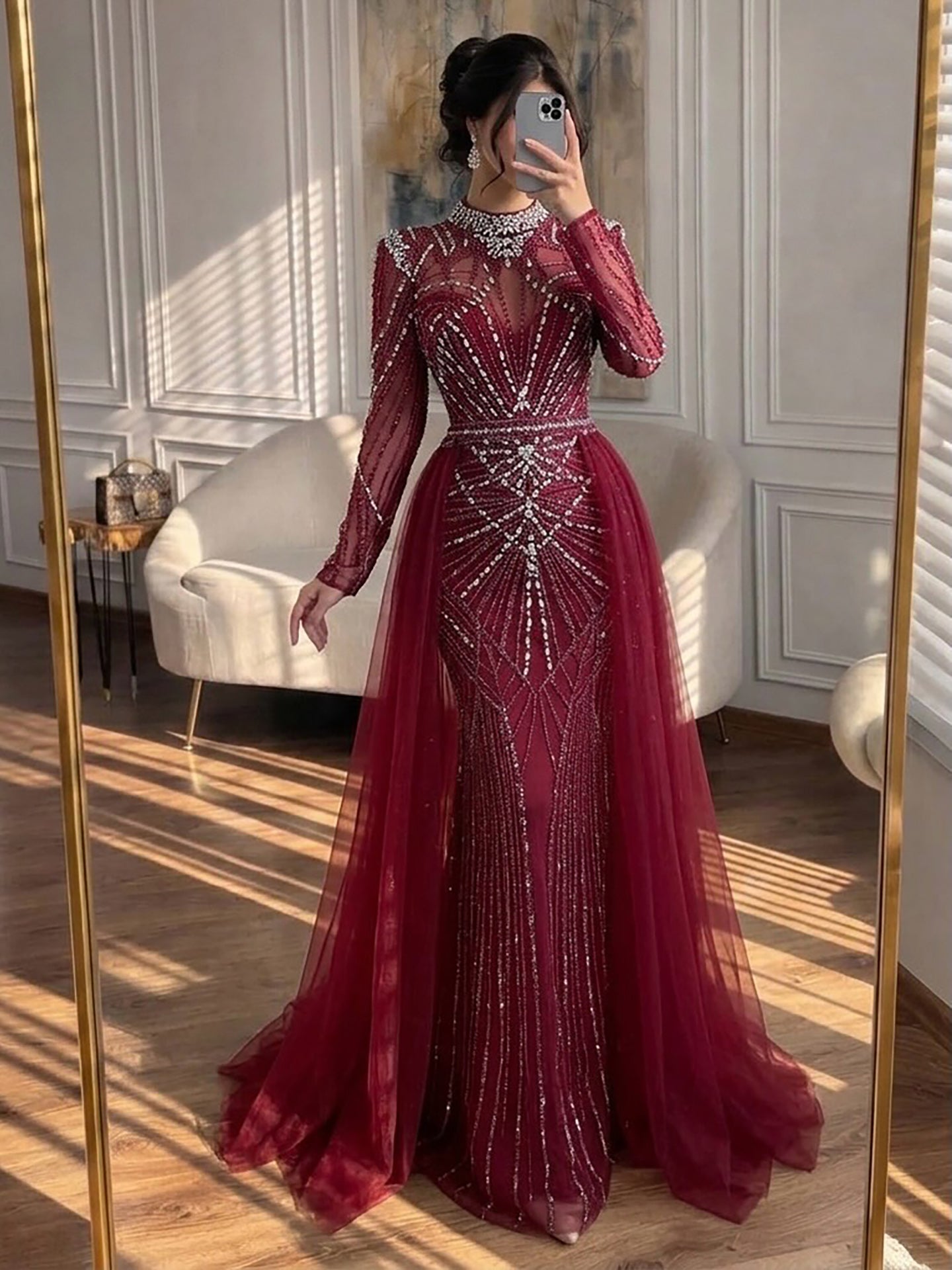 Luxury Muslim Nude Beaded Mermaid Evening Dress LA73203A SERENE HILL