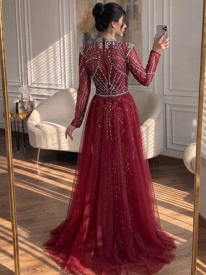 Luxury Muslim Nude Beaded Mermaid Evening Dress LA73203A SERENE HILL