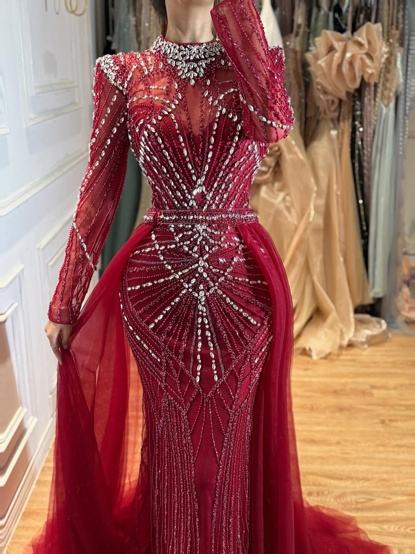 Luxury Muslim Nude Beaded Mermaid Evening Dress LA73203A SERENE HILL