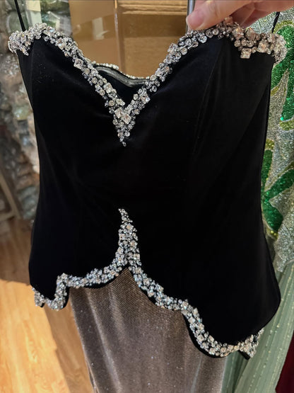 Luxury Black Strapless Beaded Mermaid Evening Dress LA73206A - SERENE  HILL