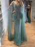 Luxury Pink Beaded Mermaid Evening Dress With Cape Sleeves LA73210A SERENE HILL