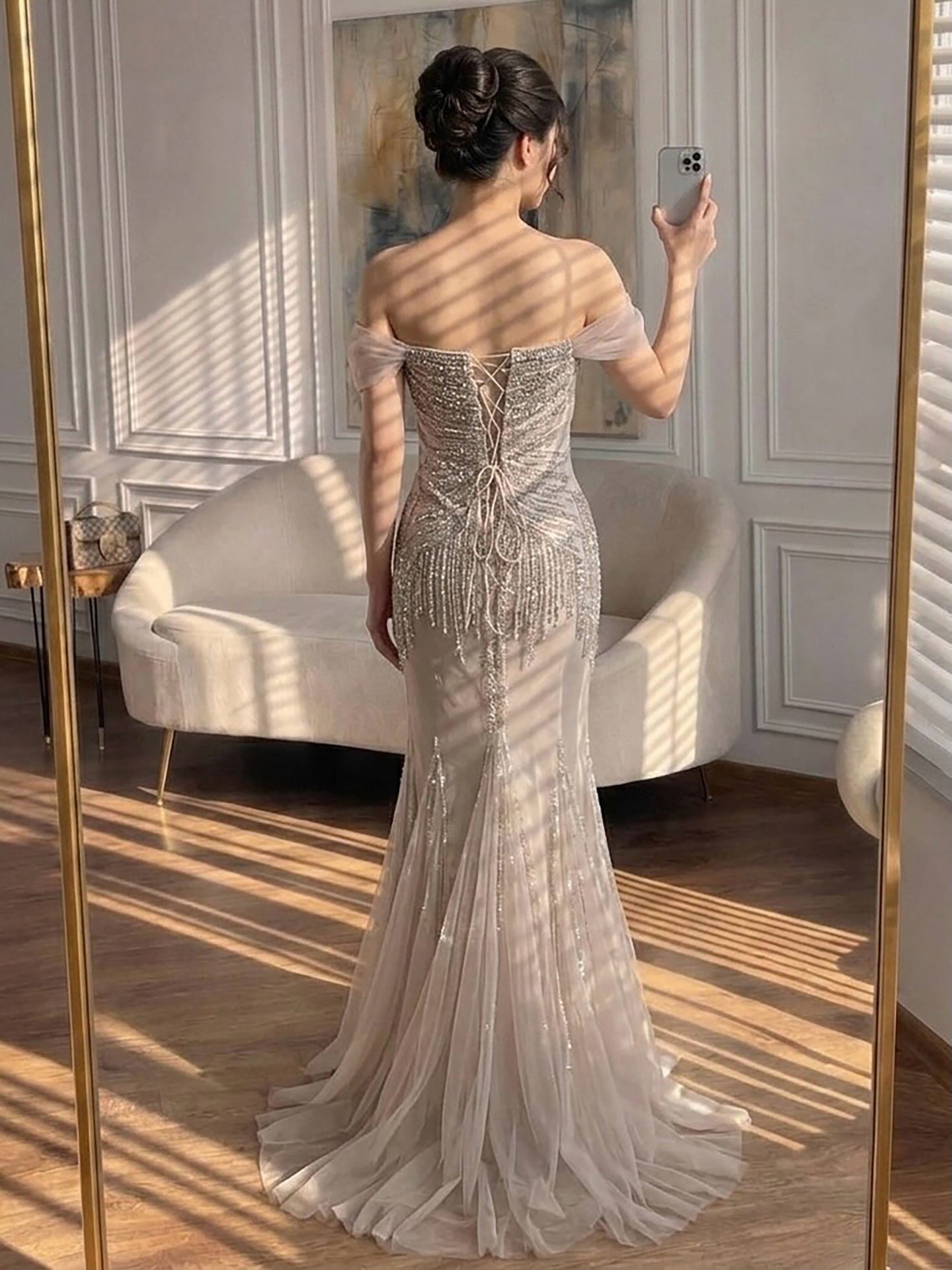 Luxury Nude Beaded Mermaid Evening Dress 2026 LA73214 SERENE HILL