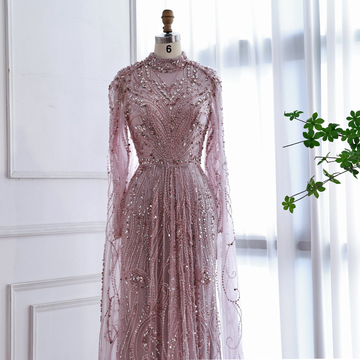 Luxury Sliver Hijab Modest Muslim Beaded Evening Dress LA73215 - SERENE  HILL