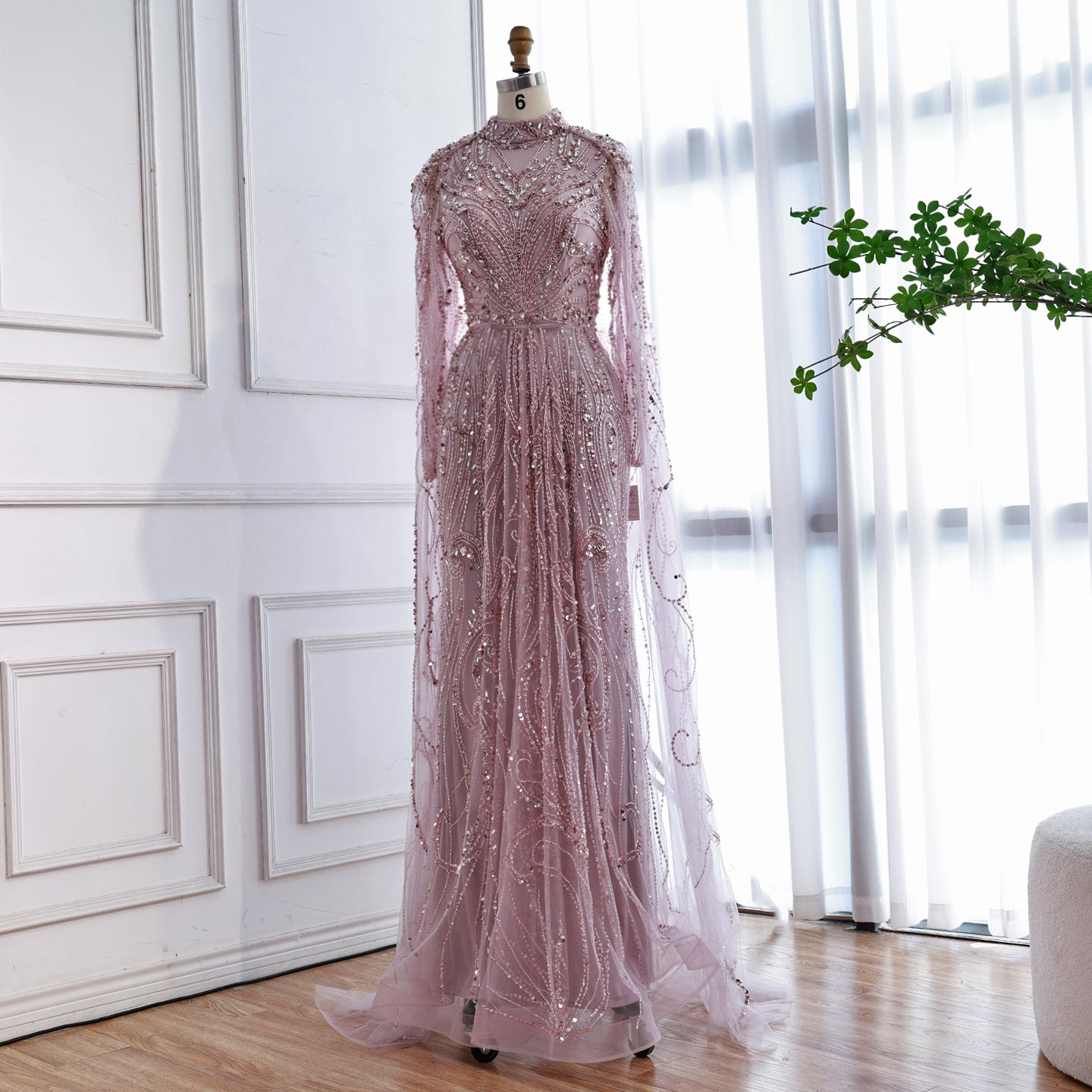 Luxury Sliver Hijab Modest Muslim Beaded Evening Dress LA73215 - SERENE  HILL
