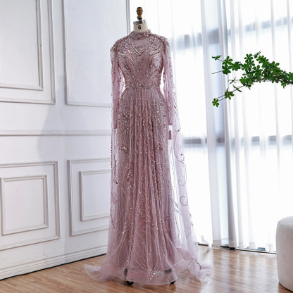 Luxury Sliver Hijab Modest Muslim Beaded Evening Dress LA73215 - SERENE  HILL