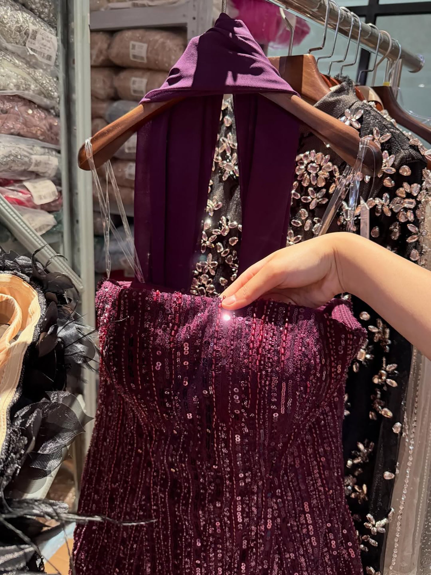 Elegant Arabic Designer Purple Two Pieces Evening Dress for Wedding Guest LA73219