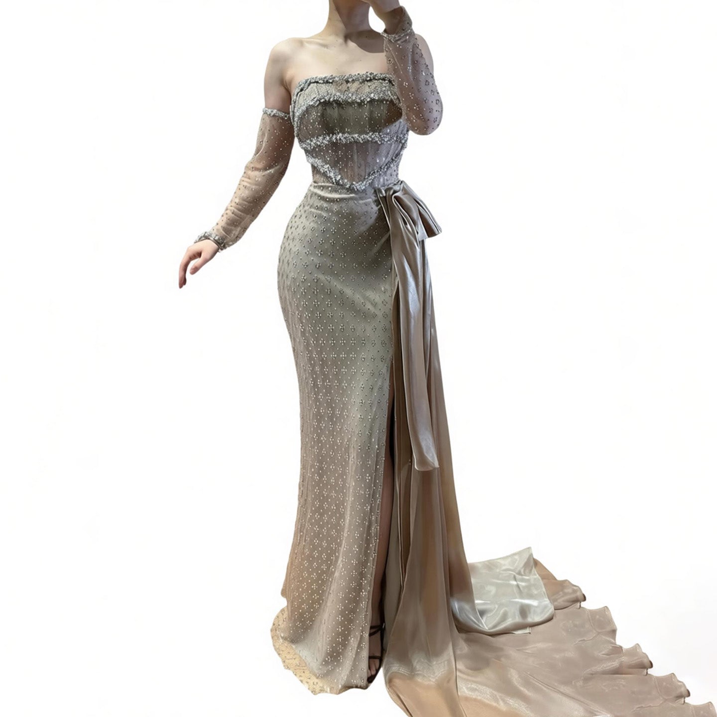 Luxury Dubai Crystal Mermaid Evening Dress with Skirt LA73220 - SERENE  HILL