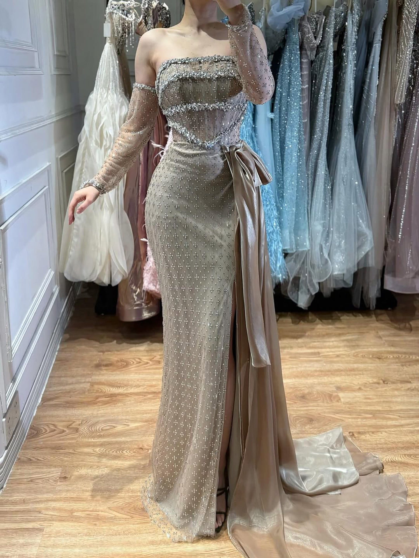 Luxury Dubai Crystal Mermaid Evening Dress with Skirt LA73220 - SERENE  HILL