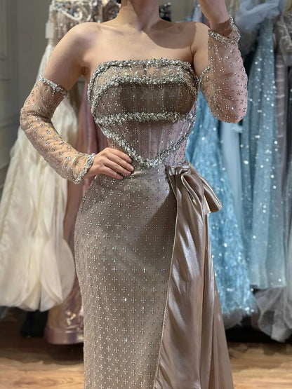 Luxury Dubai Crystal Mermaid Evening Dress with Skirt LA73220 - SERENE  HILL