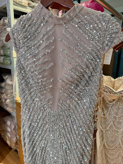 Luxury Saudi Arabic Gold Beaded Mermaid Evening Dress LA73221 - SERENE  HILL