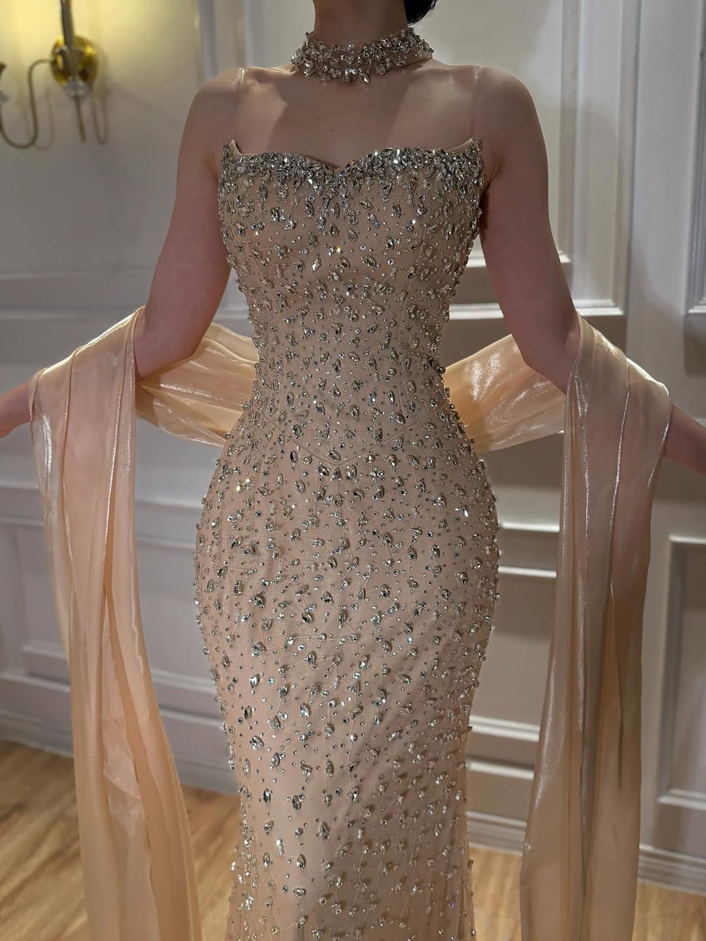Luxury Pink Diamond Evening Dress with Cape Gown for Wedding Party LA73225 Pink / 14