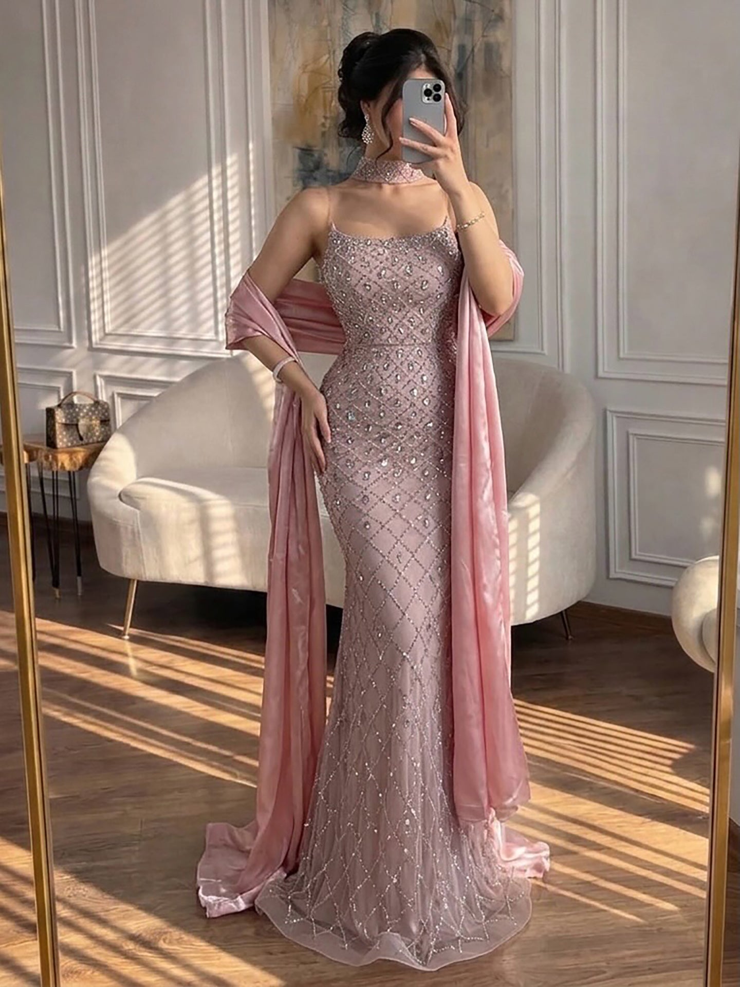 strapless open back dress ever SLOANE|Sexy V Neck Maxi Bodycon Evening Dress with Flare Sleeves main image 0
