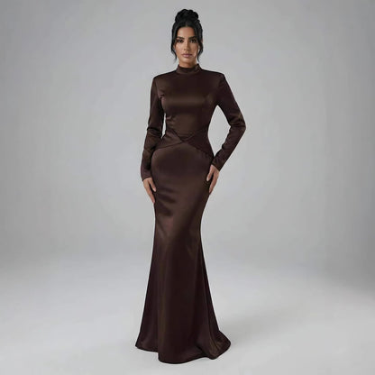 Elegant Brown French Simple Mermaid Evening Dress Minimalist LA73321