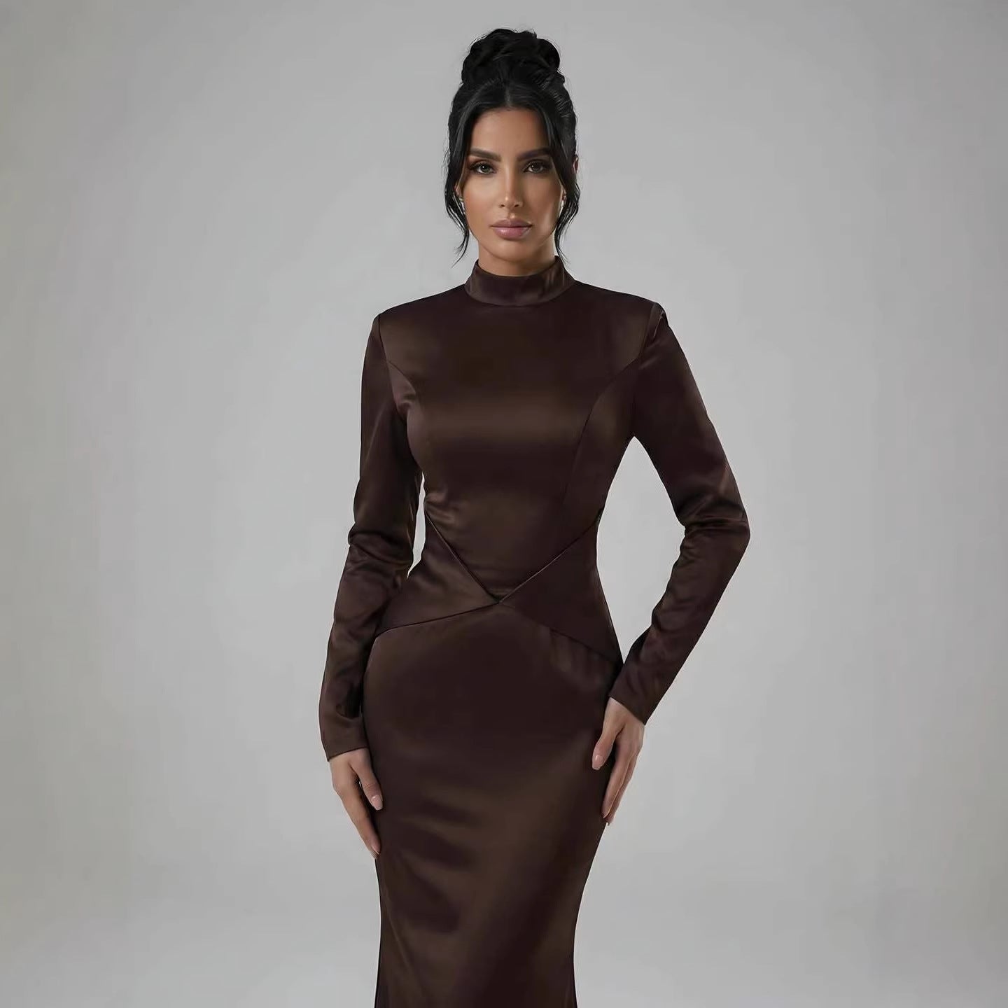 Elegant Brown French Simple Mermaid Evening Dress Minimalist LA73321
