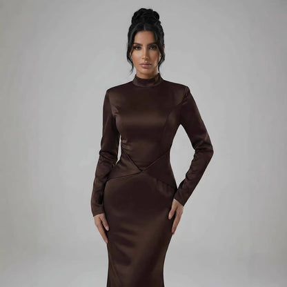 Elegant Brown French Simple Mermaid Evening Dress Minimalist LA73321