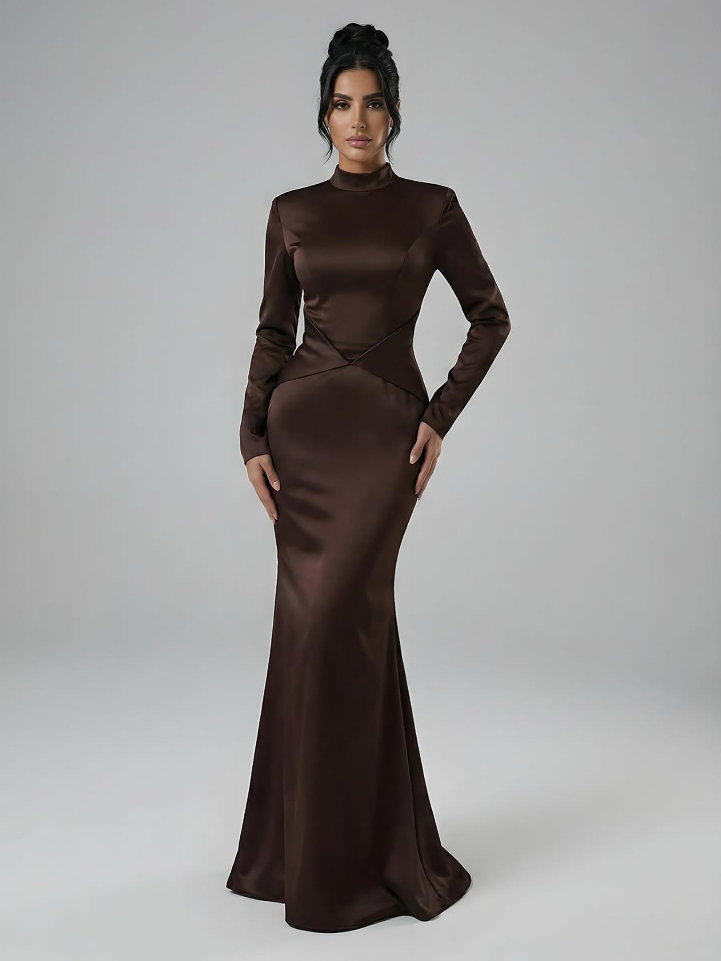 Elegant Brown French Simple Mermaid Evening Dress Minimalist LA73321