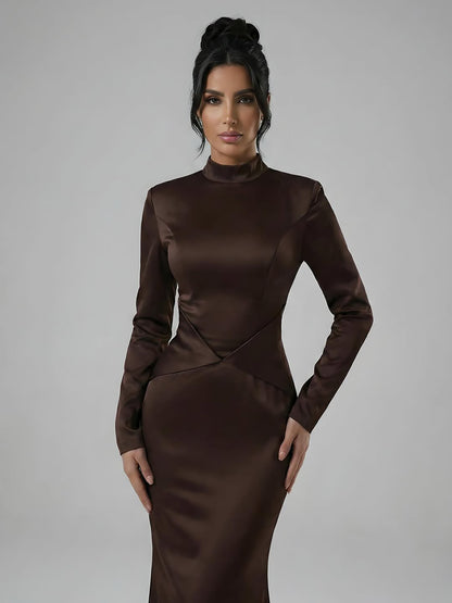 Elegant Brown French Simple Mermaid Evening Dress Minimalist LA73321