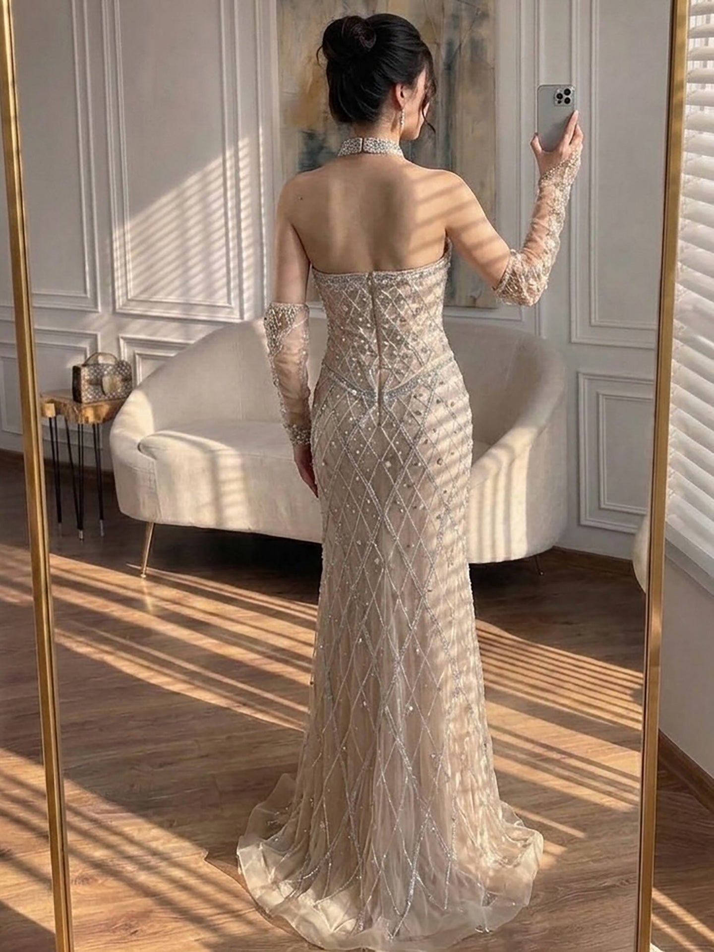 Luxury Green Halter Beaded Dubai Corset Evening Dress LA73322 SERENE HILL