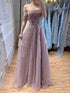 Luxury Arabic Pink Off Shoulder Beaded A-Line Evening Dress LA73326 - SERENE  HILL