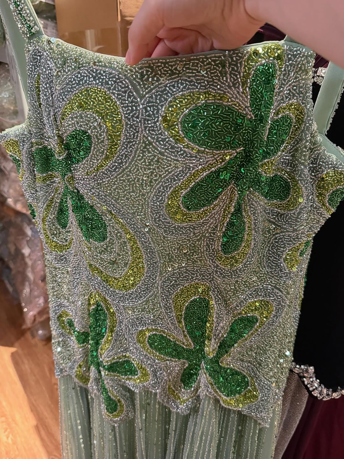 Luxury Arabic Green Beaded Spaghetti Strap Evening Dress LA73332 - SERENE  HILL