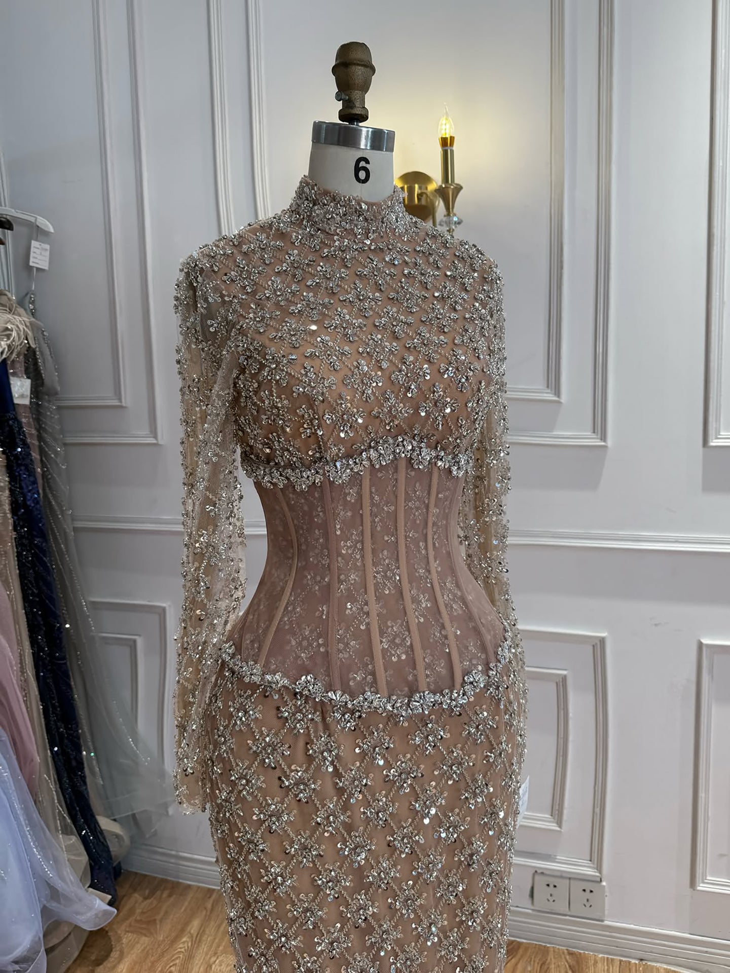 Luxury Nude Beaded Two Pieces Corset Evening Dress LA73335 SERENE HILL