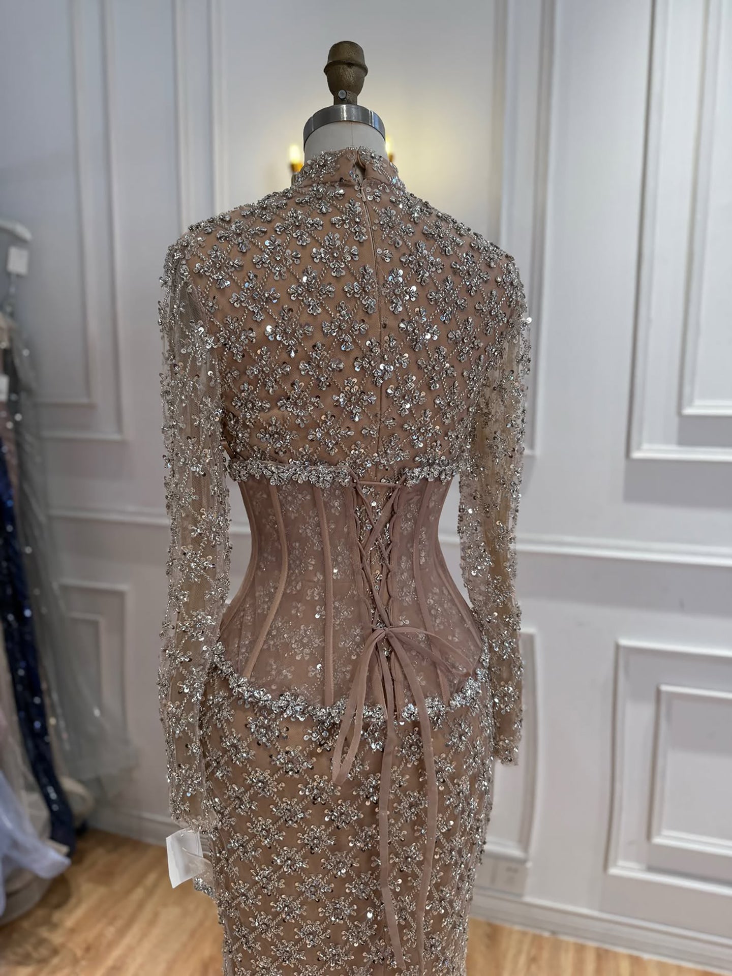 Luxury Nude Beaded Two Pieces Corset Evening Dress LA73335 SERENE HILL