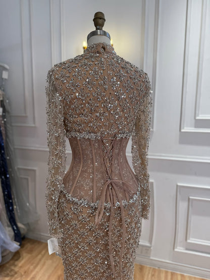 Luxury Nude Beaded Two Pieces Corset Evening Dress LA73335 SERENE HILL