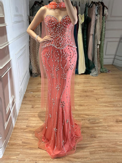 Luxury Nude Beaded Mermaid Evening Dress LA73336 SERENE HILL