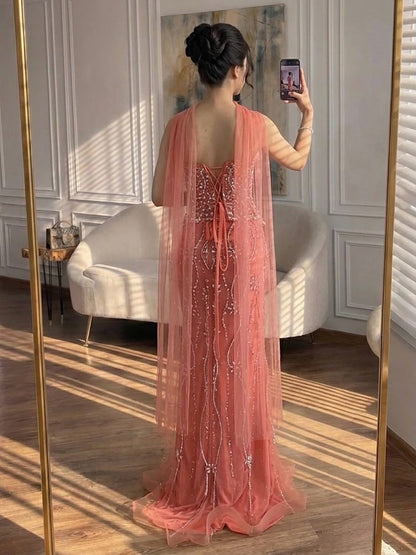 Luxury Nude Beaded Mermaid Evening Dress LA73336 SERENE HILL