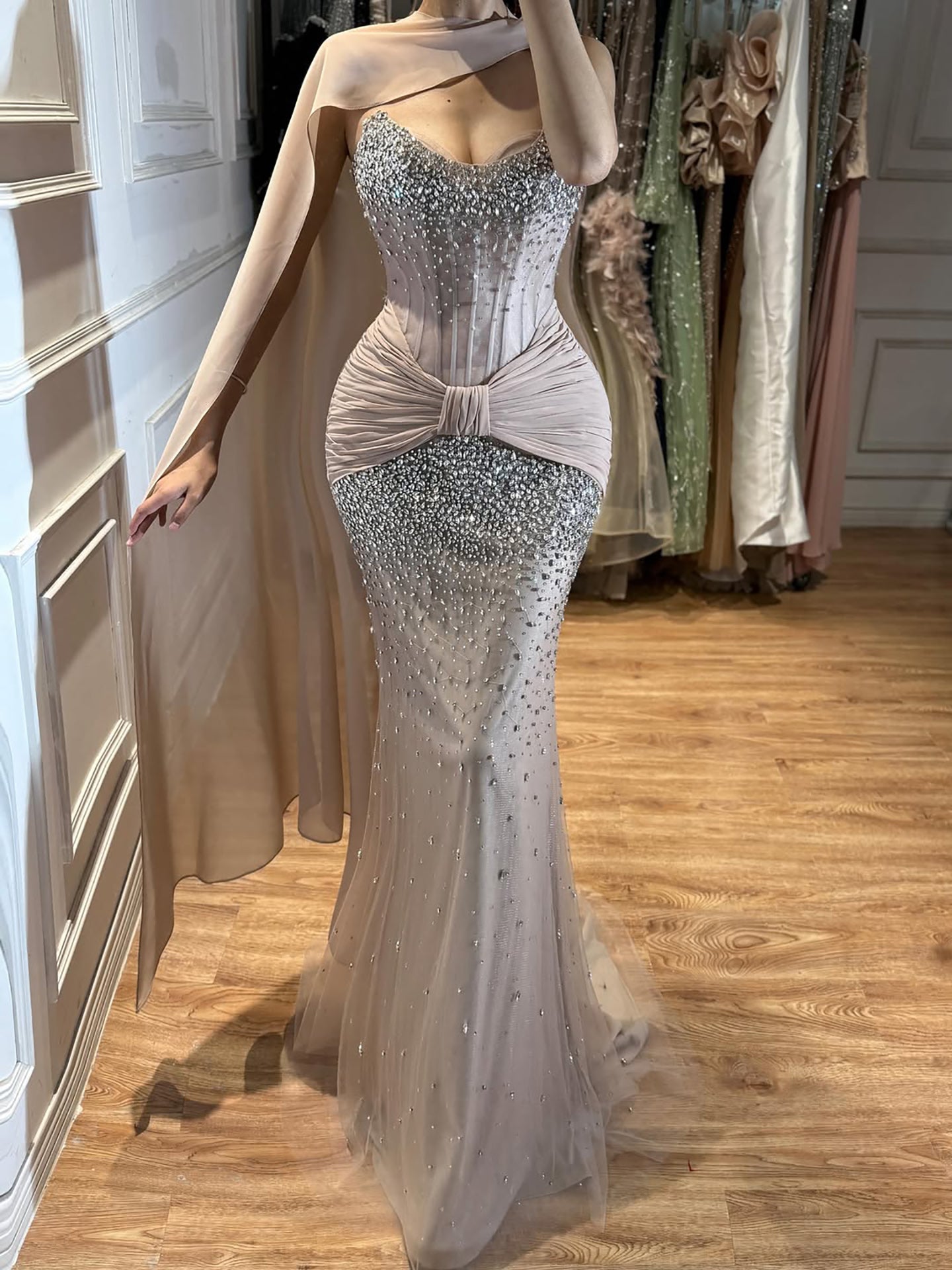 Luxury Arabic Nude Beaded Corset Evening Dress LA73343 SERENE HILL