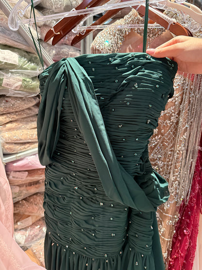 Luxury Pink Chiffon Beaded A-Line Evening Dress with Sheer Cape LA73347 SERENE HILL