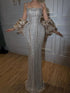 Luxury Kosovo Green Square Beaded Evening Dress with Cape LA73355 SERENE HILL