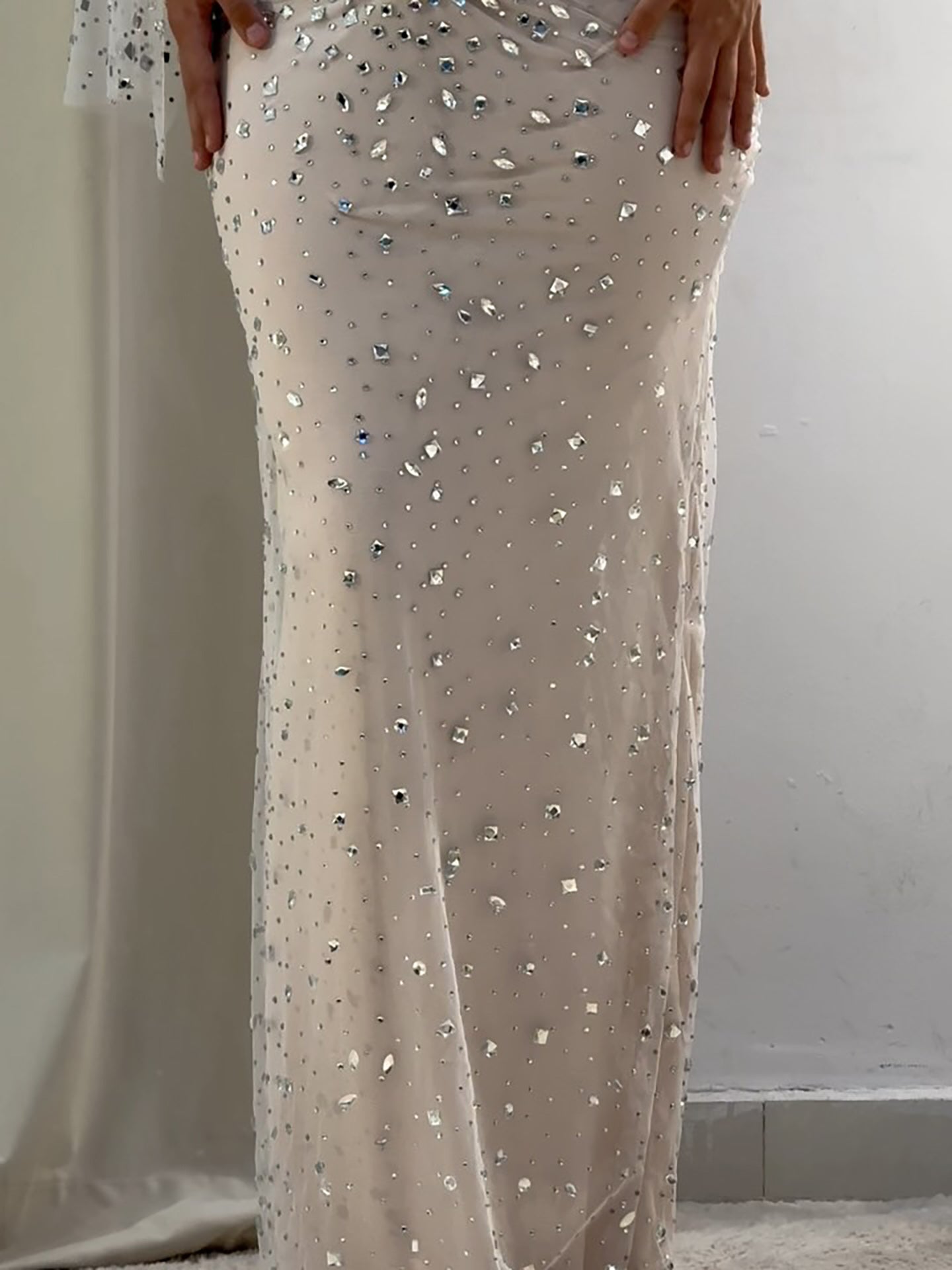 Luxury Nude Crystal Beaded One Shoulder Mermaid Evening Dress LA73364 SERENE HILL
