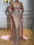 Luxury Pink Beaded Mermaid Evening Dress with Cape LA73366 SERENE HILL