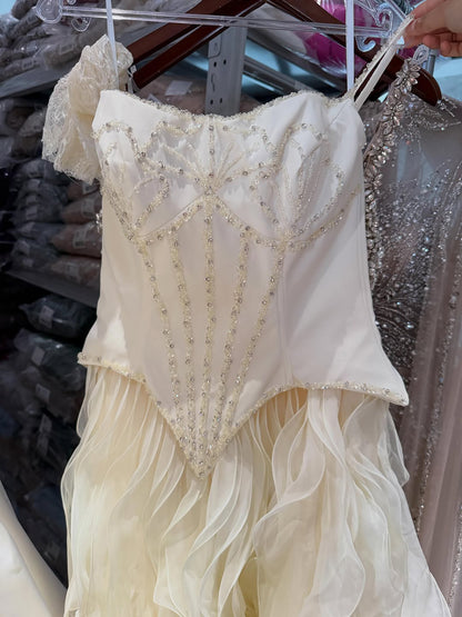 Luxury Gray Beaded Mermaid Corset Tulle Evening Dress With Gloves LA73368A SERENE HILL